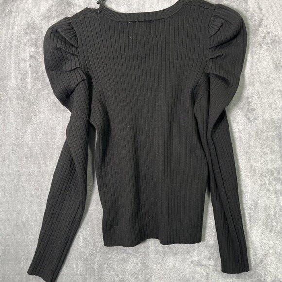 Twine & String Womens Ribbed Long Sleeve Knit Top Size M Puff Shoulder Gothic - Picture 3 of 6